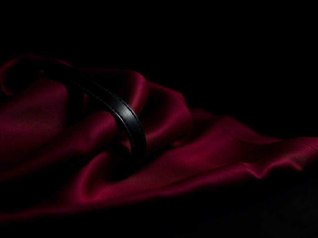 Dark burgundy silk and leather textures representing the English BDSM test